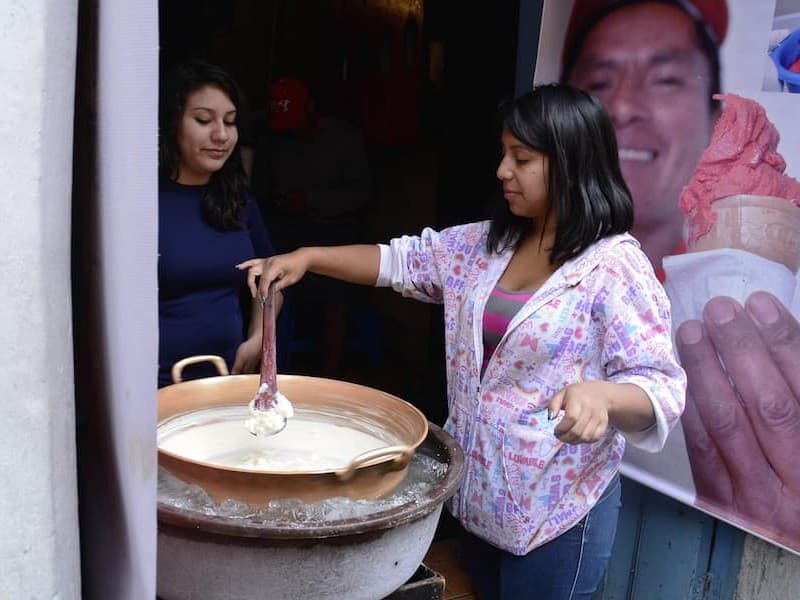 Woman making icecream in Quito